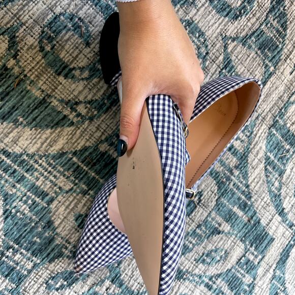 J.Crew Women's Ballet Flats Mary Jane Strap White Navy Blue - Picture 5 of 8